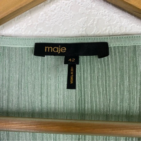 Maje Green Stretch Lurex Ruffled Midi Dress - Picture 5 of 8